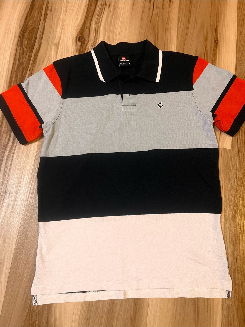 Southpole Y2K Men’s Medium M Colorblock Striped Polo Tee Shirt Streetwear Grunge